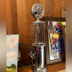 Vintage Style Silver Gas Pump Liquor Dispenser